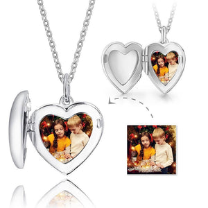 Engraved Heart Photo Locket Necklace Silver Christmas Gifts For Mom, Engraved Necklace Bar Necklace Name Necklace