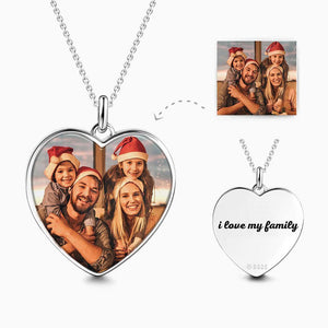 Father‘s Day Gifts Custom Photo Heart Tag Necklace Engraved Pendant