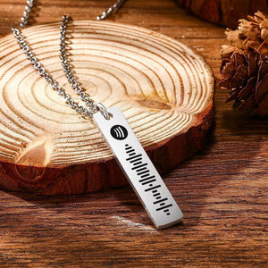 Custom Spotify Code Music Necklace Engraved Bar Necklace Stainless Steel Necklace Simple Design - YourPhotoNecklaceau