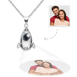 Custom Projection Photo Necklace Creative Rocket Anniversary Gifts - 
