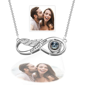 Custom Projection Necklace Infinite Forever Love Angel Wings Gifts