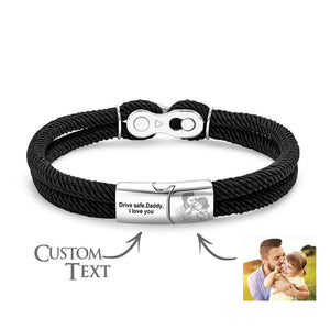 Custom Text and Photo Bracelet Personalized Stylish Hand Strap Bracelet For Men