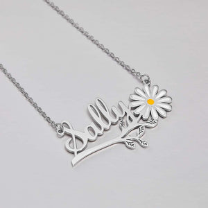 Daisy  Flower Name Necklace Personalized Floral Name Necklace Jewelry Gift For Her