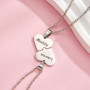 Engraved Heart Puzzle Necklace Pendant Trend Jewelry For Couples