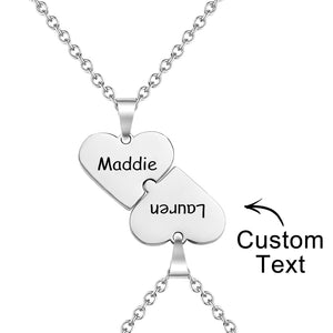 Engraved Heart Puzzle Necklace Pendant Trend Jewelry For Couples
