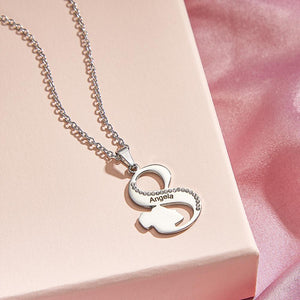 Engraved Women S Line Rhinestones Necklace Elegant Pendant Jewelry For Her