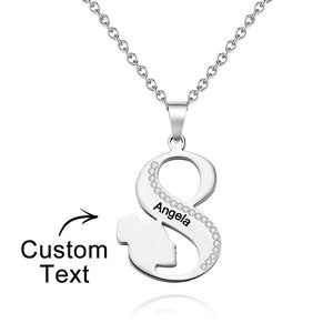 Engraved Women S Line Rhinestones Necklace Elegant Pendant Jewelry For Her
