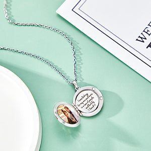 Custom Photo Engraved Necklace Round Locket Custom Unique Page Gifts