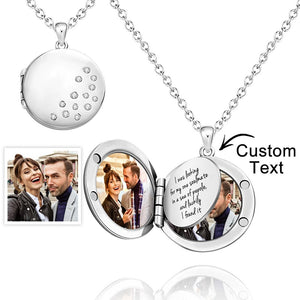Custom Photo Engraved Necklace Round Locket Custom Unique Page Gifts