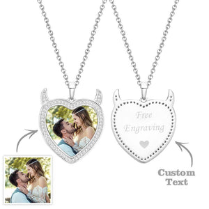 Custom Photo Engraved Necklace Cute Demon Pet Gifts