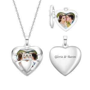 Custom Engraved Photo Necklace Love Crown Photo Pendant Gifts