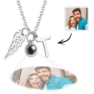 Custom Initials Projection Necklace Angel Wings Creative Gifts