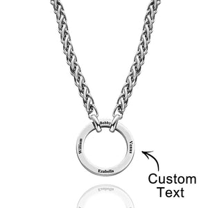 Personalized Engraved Circle Necklace Bracelet Name Pendant Jewelry Father's Day Gift
