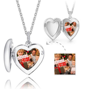 Engraved Heart Photo Locket Necklace