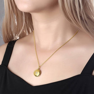 Personalized Star Printing Photo Locket Necklace 14k Gold Plated