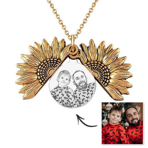 Sunflower Pendant Openable Locket Necklace Sunflower Necklace with Your Photo