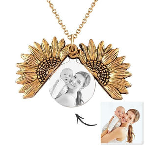 Sunflower Pendant Openable Locket Necklace Sunflower Necklace with Your Photo