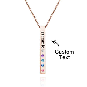 Custom Engraved Birthstone Necklace Bar Simple Gifts