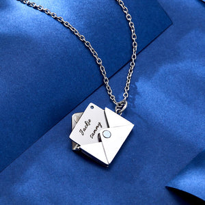 Custom Engraved Necklace Envelope Letter Secret Message Creative Gifts
