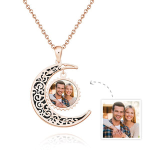 Moon Pendant Custom Photo Necklace The Love of Moon Necklace for Couples