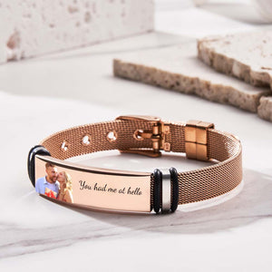 Custom Photo Engraved Bracelet Rose Gold Gift for Wedding Day
