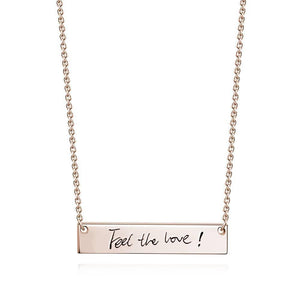 Custom Actual Handwriting Necklace Engraved Handwriting Necklace Copper in Rose Gold Plated