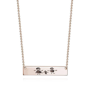 Custom Handwriting Photo Neckalce Children Artwork Bar Neckalce Copper in Rose Gold Plated
