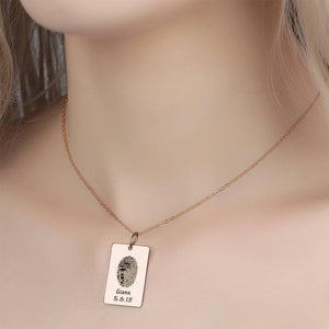 Custom Actual Fingerprint Engraved Photo Necklace Copper in Rose Gold Plated