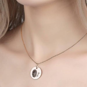 Custom Fingerprint Handwriting Photo Necklace Copper in Rose Gold Plated