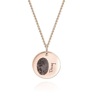 Custom Fingerprint Handwriting Photo Necklace Copper in Rose Gold Plated