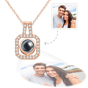 Custom Photo Projection Necklace Square Photo Projection Pendant Necklace for Her