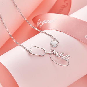 Custom Engraved Necklace Dainty Name Stethoscope Medical Student Gifts