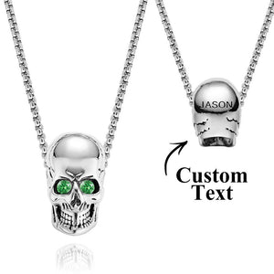 Engraved Skull Necklace With Birthstone Eyes Creative Gifts Halloween
