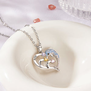 Custom Engraved Birthstone Necklace Heart Dolphin Necklace Gift for Her