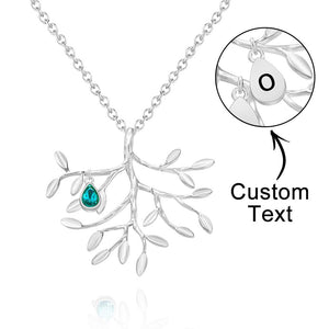 Custom Birthstone Engraved Necklace Family Tree Necklace Gift for Her