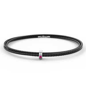 Custom Engraved Name Leather Bracelet With Birthstone Beads for Him