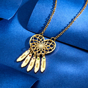 Custom Engraved Birthstone Necklace Dreamcatcher Gift for Her