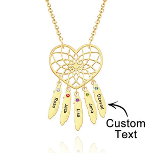 Custom Engraved Birthstone Necklace Dreamcatcher Gift for Her