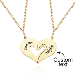 Personalized Engraved Heart Puzzle Necklace Custom Creative Pendant For Couples