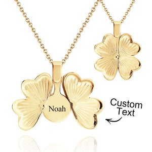 Custom Name Lucky Clover Necklace Personalized Engraved Necklace Gift for Her