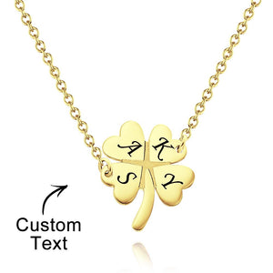 Custom Engraved Necklace Loving Lucky Leaf Necklace Gift for Women