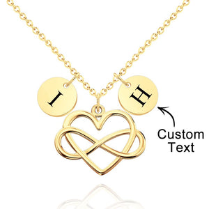 Infinity Initial Heart Necklace Dainty Engraved Pendant Necklace for Women