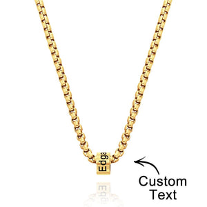 Custom Engraved Necklace Bead Collarbone Chain Men's Gifts