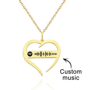 Scannable Spotify Code Necklace Hollowed Heart Shaped Necklace Gifts for Girlfriend