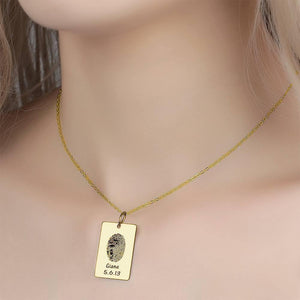 Custom Fingerprint Engraved Photo Necklace Copper in 14k Gold Plated
