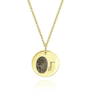 Custom Fingerprint Handwriting Photo Necklace Copper in 14k Gold Plated