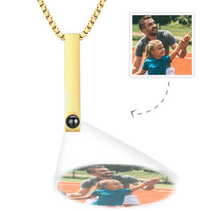 Photo Projection 3D Bar Necklace Vertical Bar Necklace Gifts for Dad