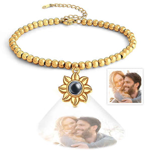 Personalized Photo Projection Sunflower Bracelet Exquisite Memorial  Bracelet Jewelry For Her