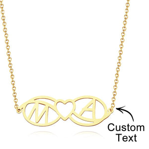 Love Name Necklace Personalized Love Heart Infinity Initials Necklace Gift for Her