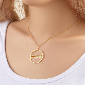 Custom Engraved Necklace Simple Circular Pendant Necklace Gift for Mom